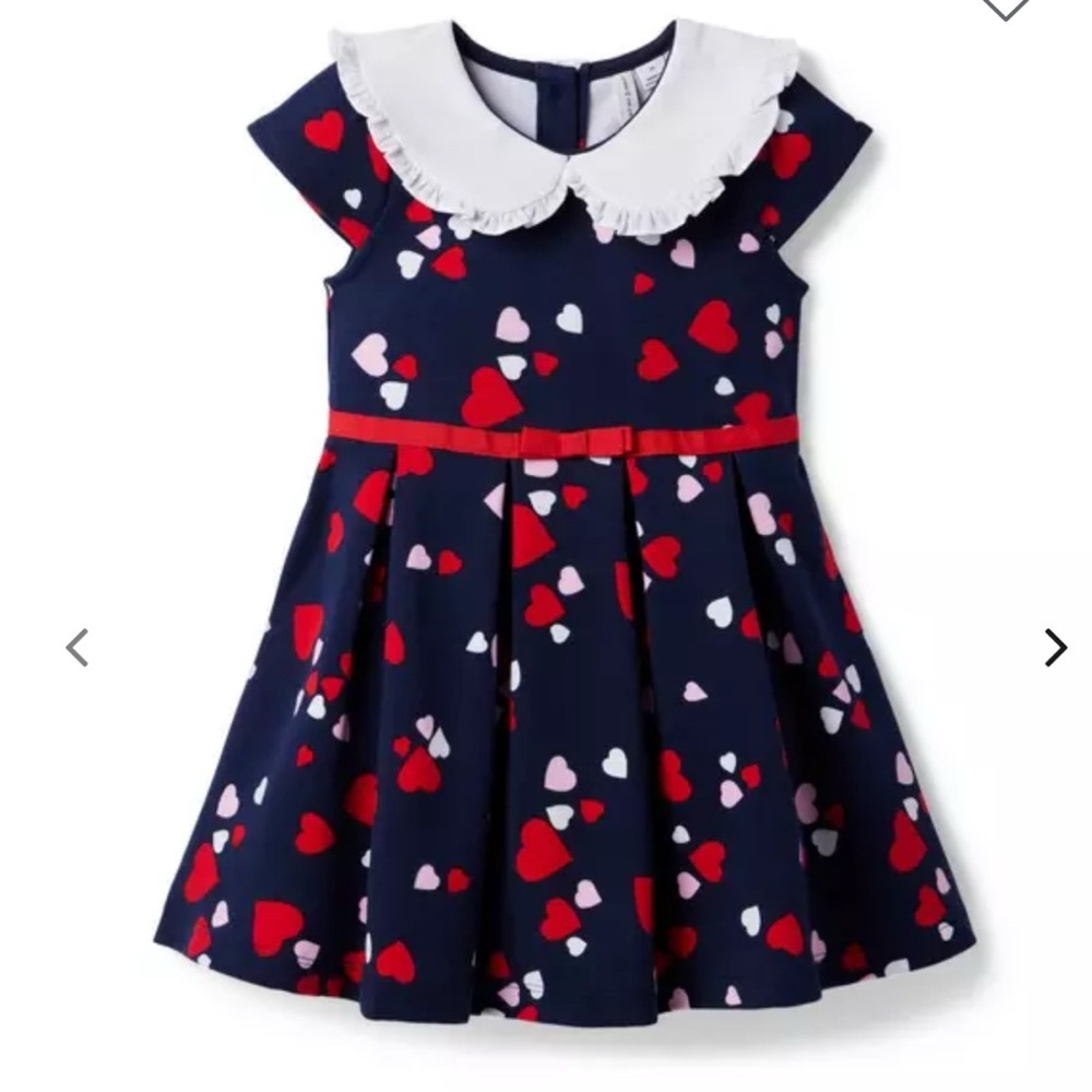 Janie and Jack Navy Blue Heart Print Kids Dress